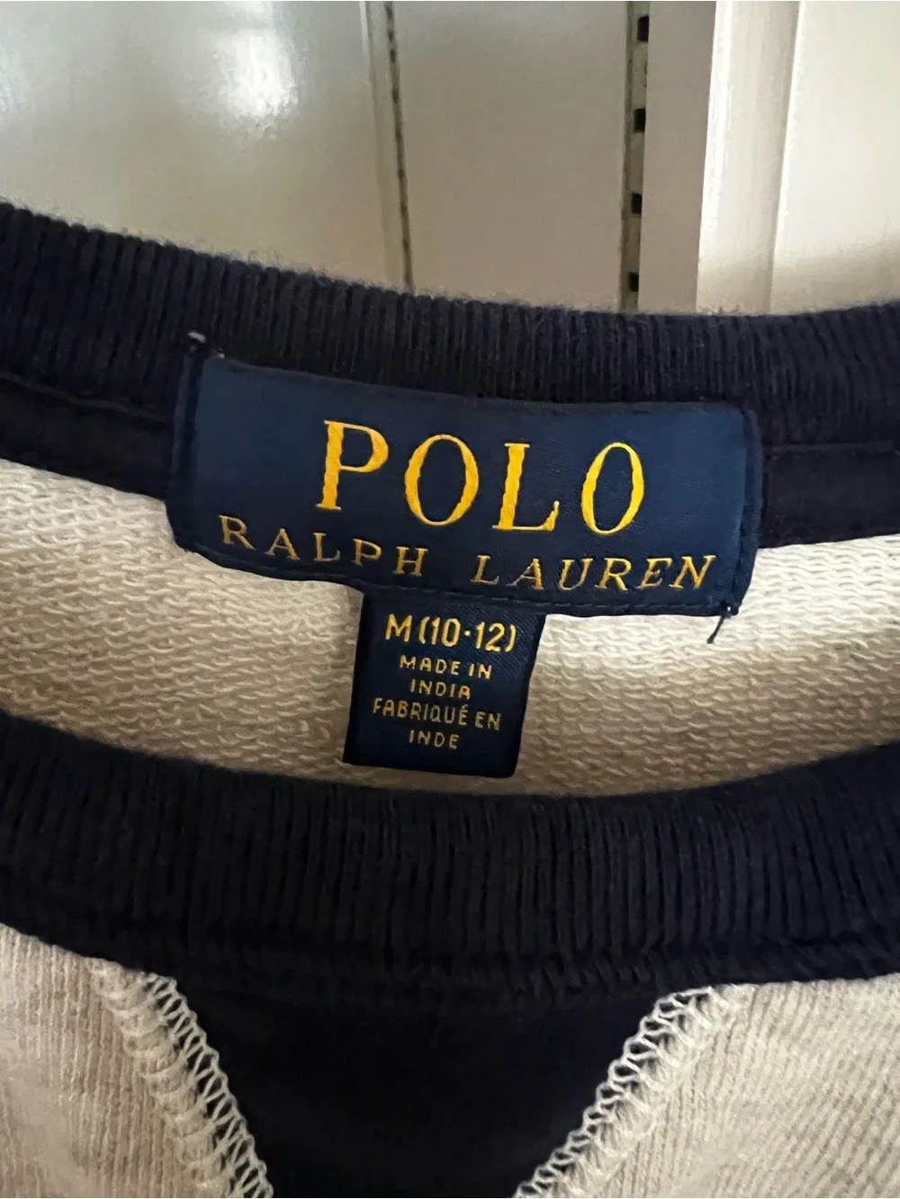 Polo by Ralph Lauren Boys Cream & Navy Logo Crewneck Sweatshirt